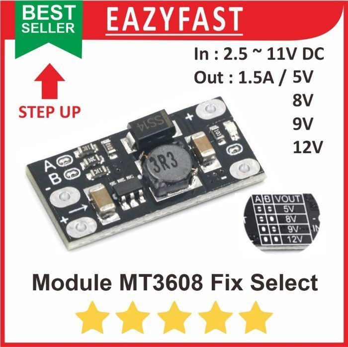 ginee_20250129160546262_4755501451.jpeg Step Up 2A MT3608 Multi Fix Select A B DC Module Modul Boost Regulator - Image 1