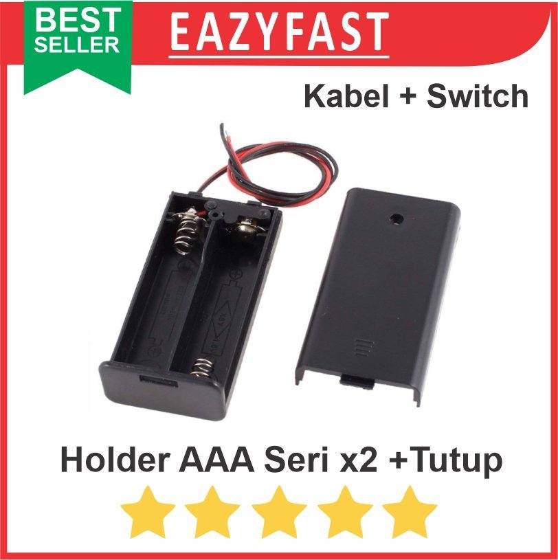 ginee_20250911144814163_4815395478.jpg Case Kotak Tutup Saklar Switch Rumah Tempat Dudukan Baterai AAA A3 Isi 2 Port x2 2x Seri Kabel Casing Battery Holder 4.5V 4.5 V Volt - Image 1