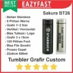 Termos Tumbler Custom Grafir Laser Fiber Tumblr Botol Stainless Sakura