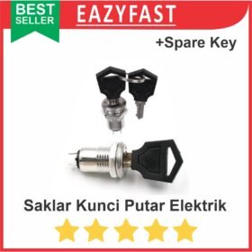 Saklar Putar Kunci Elektrik 12mm ON OFF AC DC Listrik Electronic Rotary Switch Key 1A Security Lock