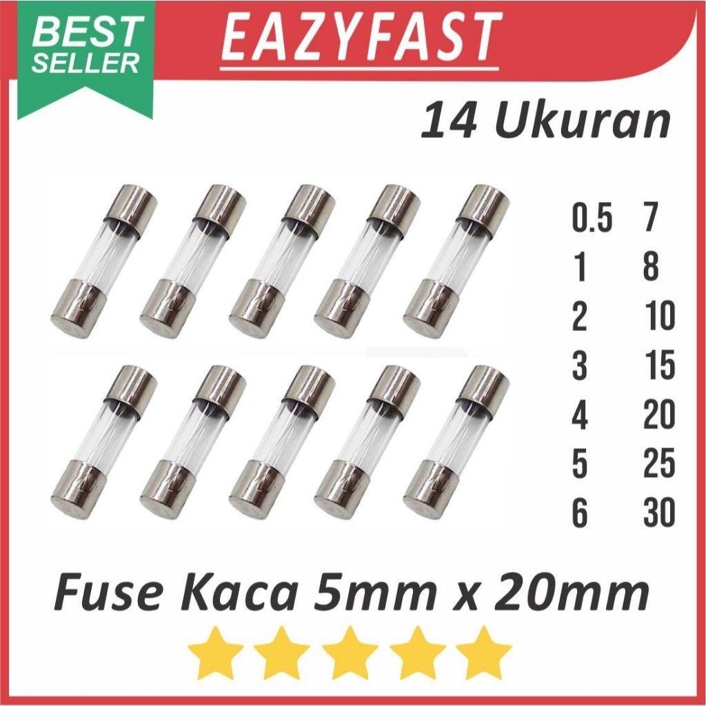 ginee_20260302113938643_1530902449.jpeg Fuse Sekring Tabung Kaca Kecil 5x20 0.5 1 2 3 4 5 6 7 8 10 15 20 25 A Ampere 5 x 20 mm 5x20mm 220V 250 V AC - Image 1
