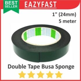 Double Foam Tape Busa Sponge Hitam Hijau 1 Inch 24mm 5m Lakban Isolasi Selotip Esolasi Lem Tebal