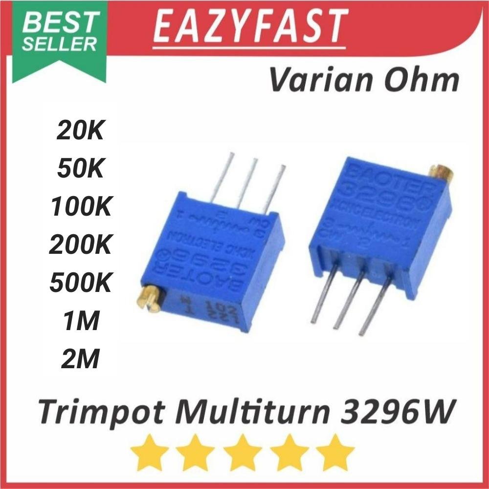 ginee_20260330163843149_3894375393.jpeg Trimpot Multiturn Trimmer 20K 50K 100K 200K 500K 1M 2M 20 50 100 200 500 K Ohm 203 503 104 204 504 105 205 3296 W 3296W Mutli Turn - Image 1