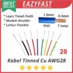 Kabel Serabut Tinned Cu AWG28 Tembaga Lapis Timah Putih Lentur Flexible PVC JST Audio NYAF AWG 28