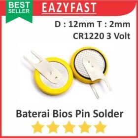Baterai BIOS CMOS CR1220 2P 2 P Pin Kaki Solder PCB CR 1220 Kancing