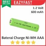 Baterai Cas Charge AAA A3 Ni-Mh 1.2V Ni Mh 1.2 V Volt Rechargeable