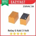 Relay 6P 6 P Kaki Pin 3V 3 V Volt DC 3VDC Coil Drive SPDT NO NC 10A 10 A 250V AC Riley Bendik Switch