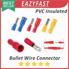 Skun Bulat PVC Insulated Konektor Terminal Kabel Cucuk Bullet Butt Wire Plug Cable Connector Crimp Merah Biru Kuning Male Female