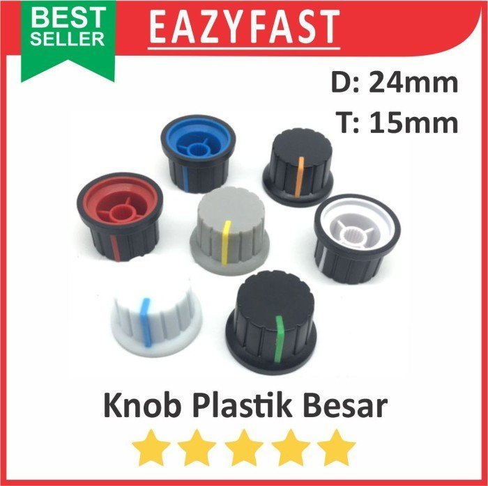 ginee_20241213110903913_2728024822.jpeg Knob Potensiometer Plastik Besar Warna 24mm Tutup Potensio Potentio Meter Knop Adjust Atur Volume - Image 1