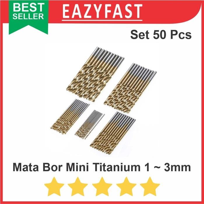 ginee_20250922120547969_1090212695.jpeg Mata Bor Drill Bit Micro Mini HSS Set 50pcs 1mm 1.5mm 2mm 2.5mm 3mm - Image 1