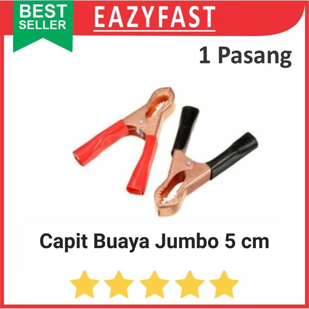 ginee_20260715105411367_6576409617.jpeg Capit Buaya Besar 5cm Aki Accu Motor Mobil Clip Jumper Jepit Kabel Set - Image 1