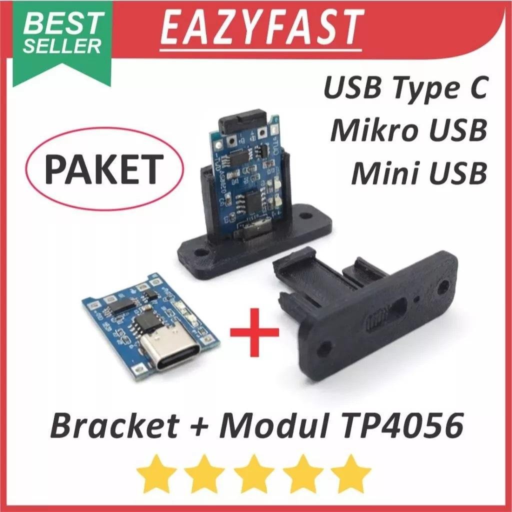 ginee_20260703121640351_4148902948.jpeg Paket Modul TP4056 dan Dudukan Bracket Charger Cas Baterai Lithium Ion 18650 Li-Ion Module - Image 1