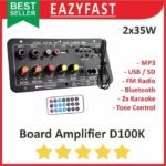 Kit Amplifier Board D100K 2x35W MP3 USB Bluetooth FM Karaoke Ampli Box