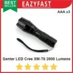 Senter Polisi LED Cree XM-L T6 2000 Lumens 18650 AA x3 Taffware Zoom