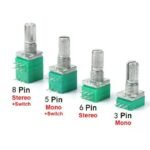 Potensiometer Audio Sealed Hijau 3P 3 P Pin Kaki 1K 5K 10K 50K 100K 500K 1M 1 5 10 50 100 500 K Ohm Potensio Potentio Meter RK097N Potentiometer B Linear - Image 2